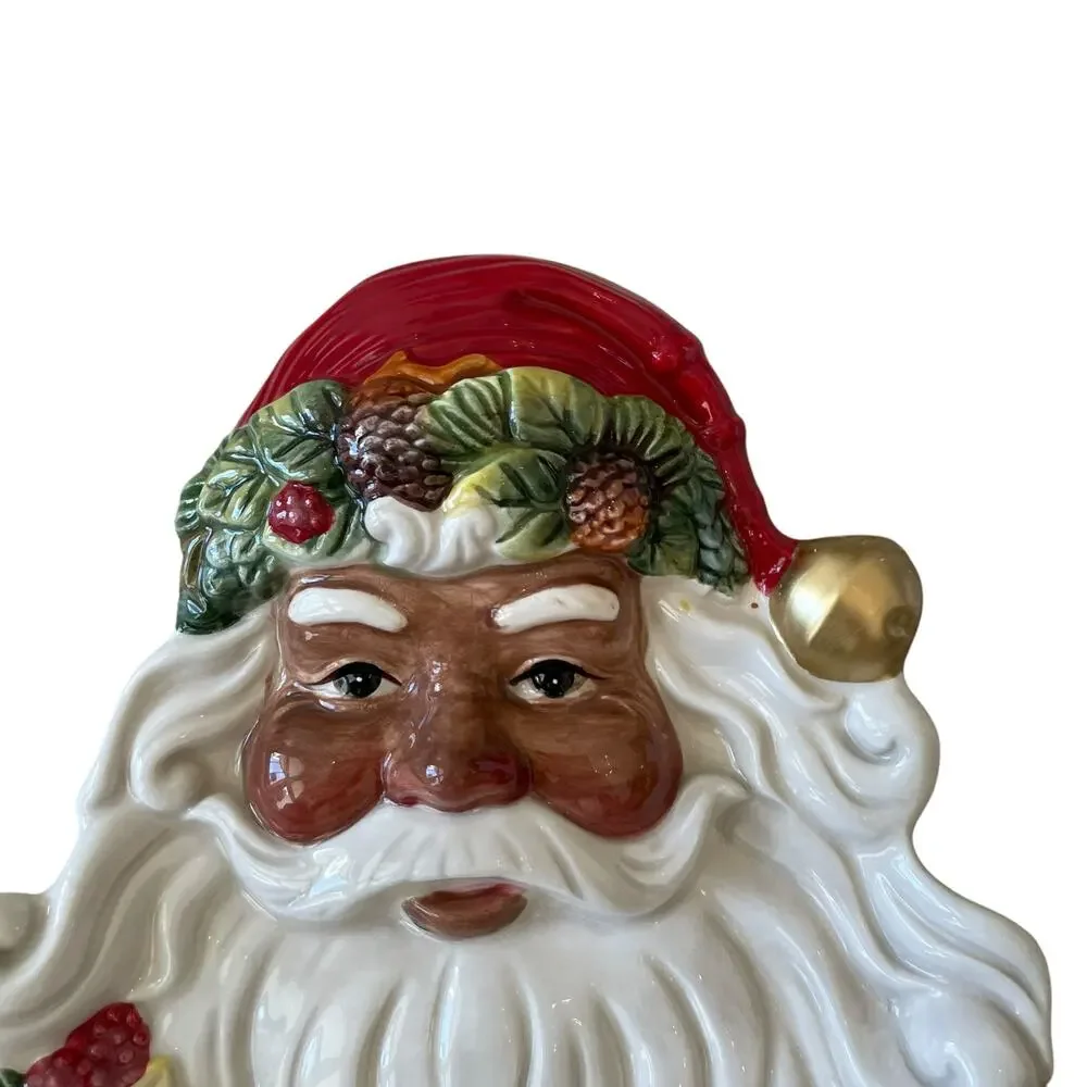 Corner Ruby Ceramic Santa Plate 8x9 Christmas Holiday Decor NEW